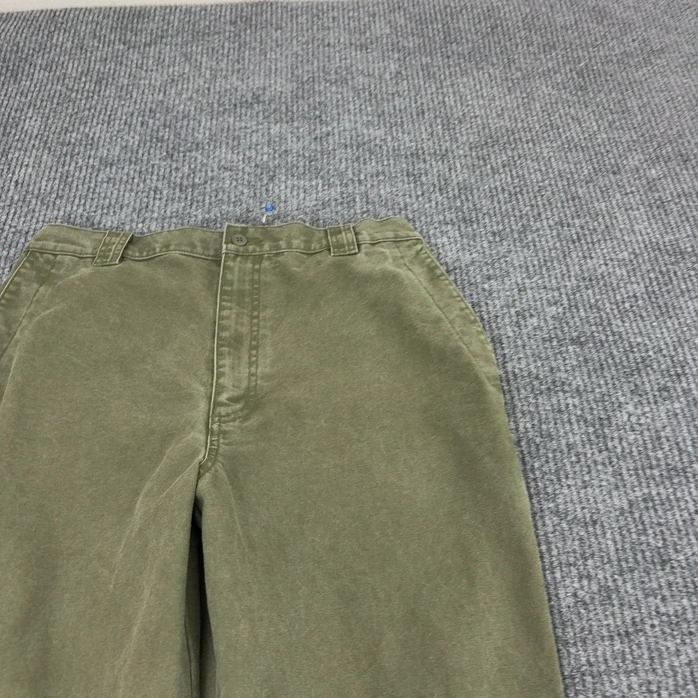 Vintage LL Bean Pants Mens 34 Green Cotton Elastic Back Chino Outdoor Gorpcore